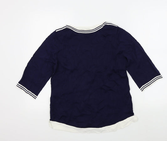 Womens UK Size M text Blue Pullover Jumper