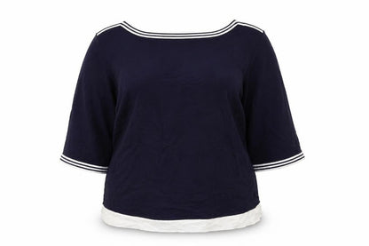 Womens UK Size M text Blue Pullover Jumper