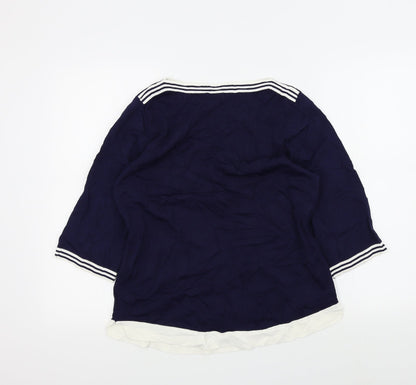 Womens UK Size M text Blue Pullover Jumper