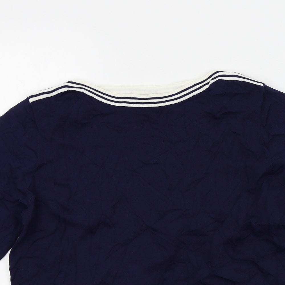Womens UK Size M text Blue Pullover Jumper