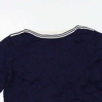 Womens UK Size M text Blue Pullover Jumper