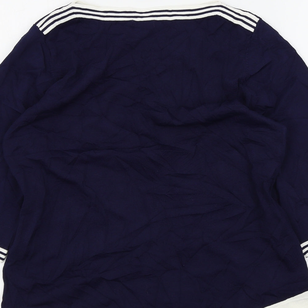 Womens UK Size M text Blue Pullover Jumper