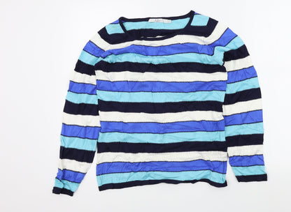 Isla Womens Blue Striped  Pullover Jumper Size 10