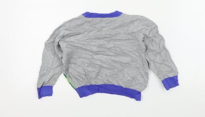 Nutmeg Boys Grey Colourblock  Pullover Jumper Size 36 Months  - dinasour