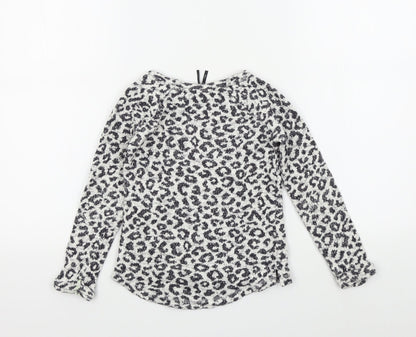 NEXT Girls White Geometric  Pullover Jumper Size 7 Years