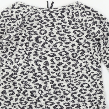 NEXT Girls White Geometric  Pullover Jumper Size 7 Years