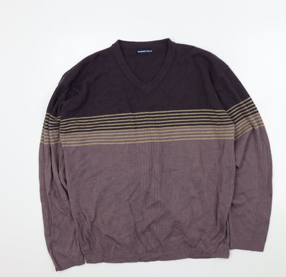 Springfield Mens Purple Striped  Pullover Jumper Size M