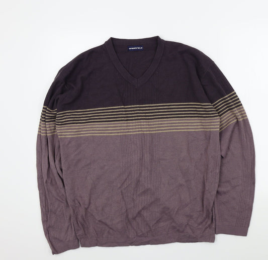 Springfield Mens Purple Striped  Pullover Jumper Size M