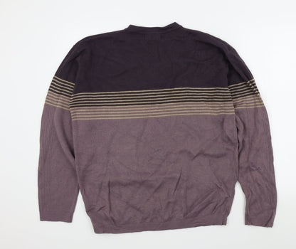 Springfield Mens Purple Striped  Pullover Jumper Size M