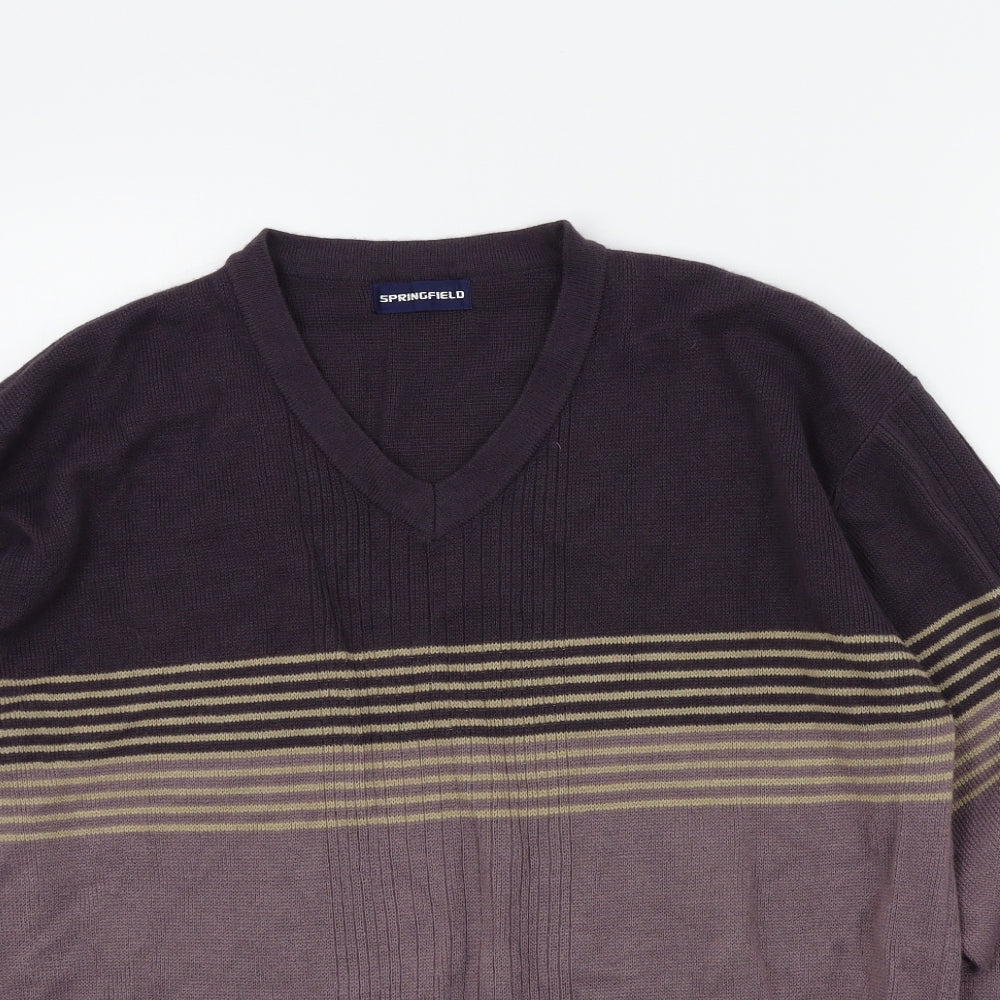 Springfield Mens Purple Striped  Pullover Jumper Size M