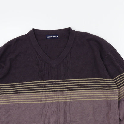 Springfield Mens Purple Striped  Pullover Jumper Size M