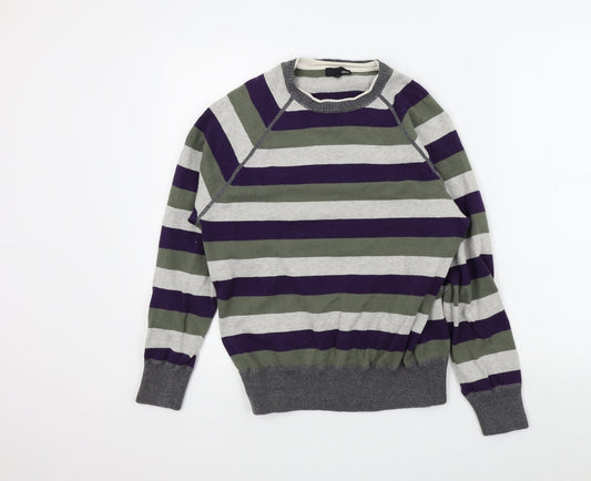 NEXT Mens Green Striped  Henley Jumper Size M