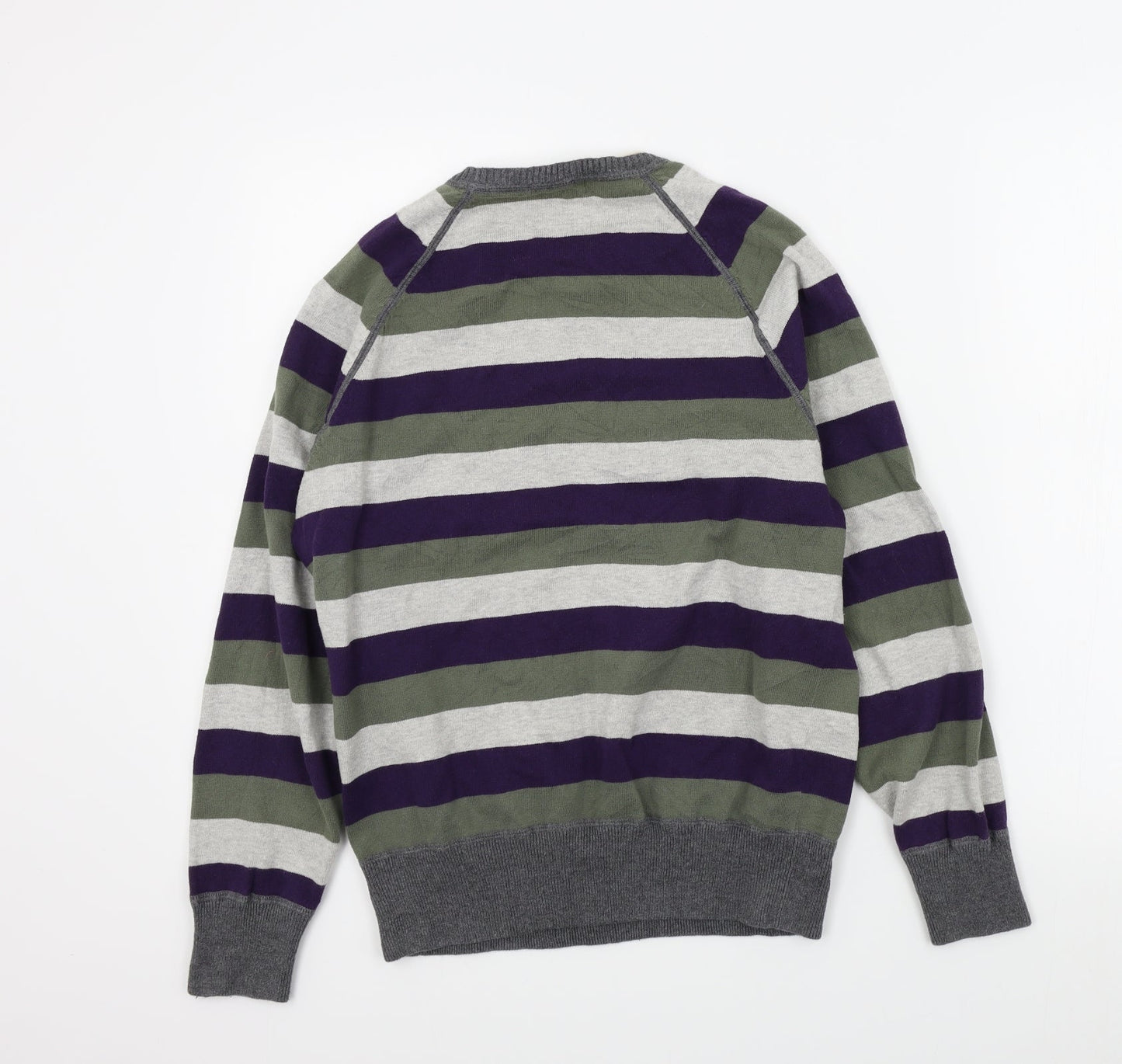 NEXT Mens Green Striped  Henley Jumper Size M