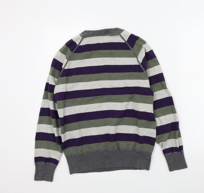 NEXT Mens Green Striped  Henley Jumper Size M