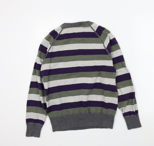 NEXT Mens Green Striped  Henley Jumper Size M