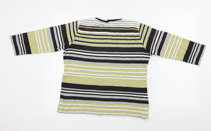 hle Womens Grey Striped  Basic T-Shirt Size M