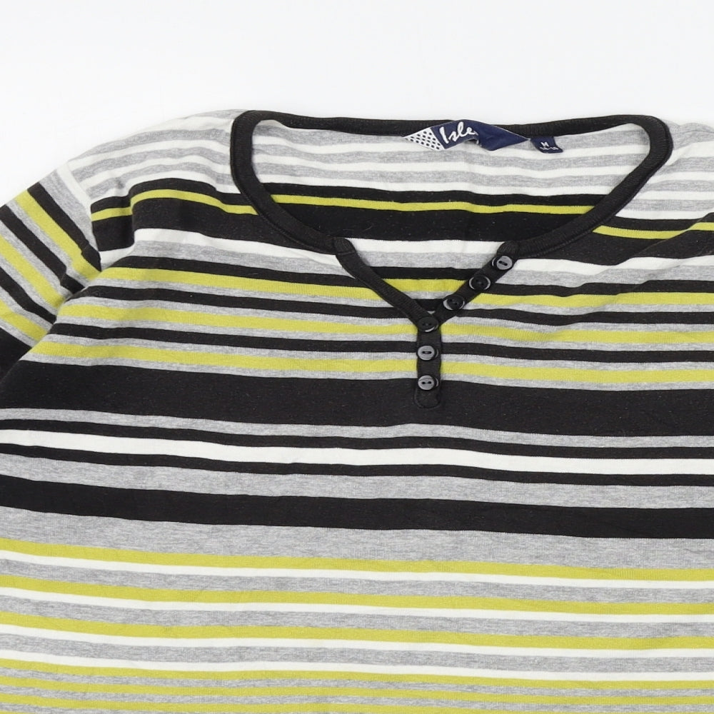 hle Womens Grey Striped  Basic T-Shirt Size M