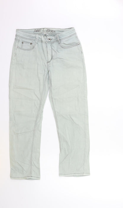 Womens UK Size 10 Preworn Regular Fit Cropped Blue Jeans