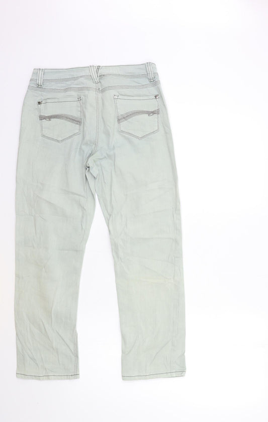 Womens UK Size 10 Preworn Regular Fit Cropped Blue Jeans