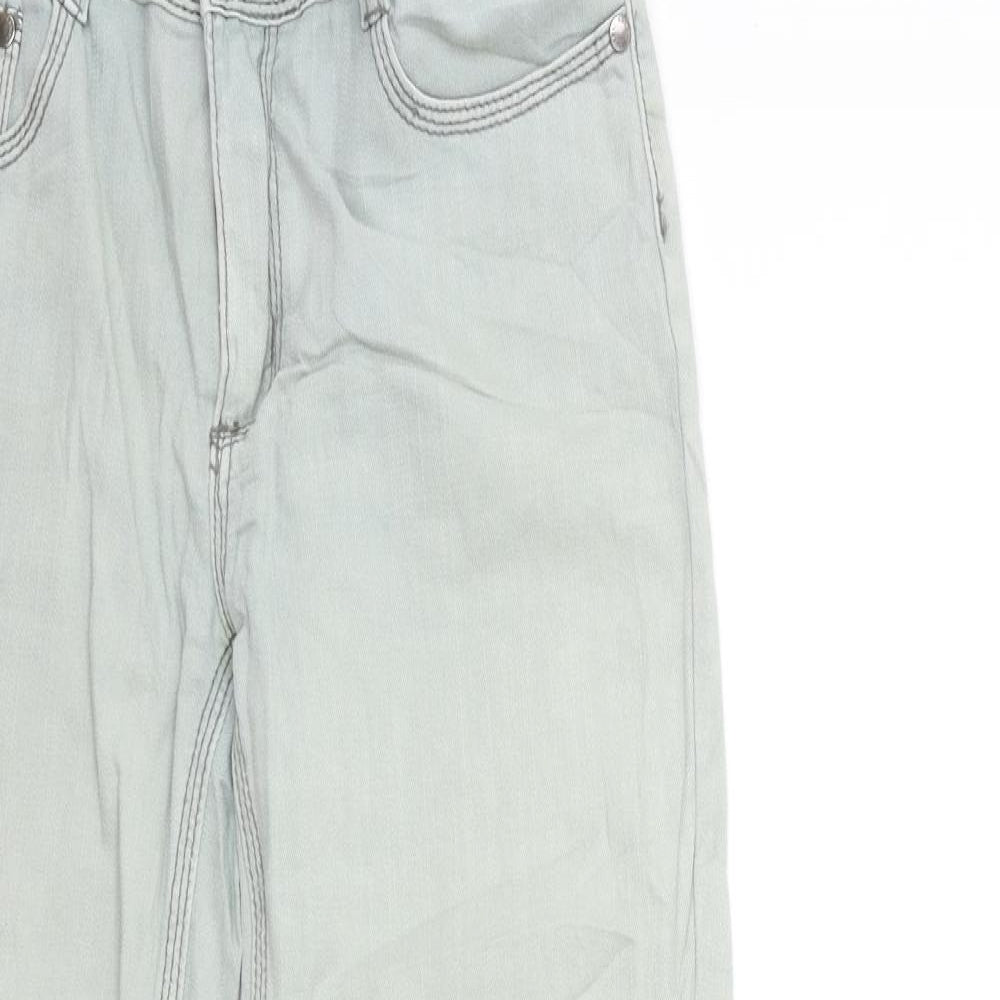 Womens UK Size 10 Preworn Regular Fit Cropped Blue Jeans
