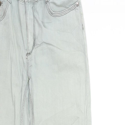 Womens UK Size 10 Preworn Regular Fit Cropped Blue Jeans