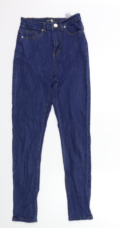 Boohoo Womens Blue  Denim Skinny Jeans Size 6 L28 in