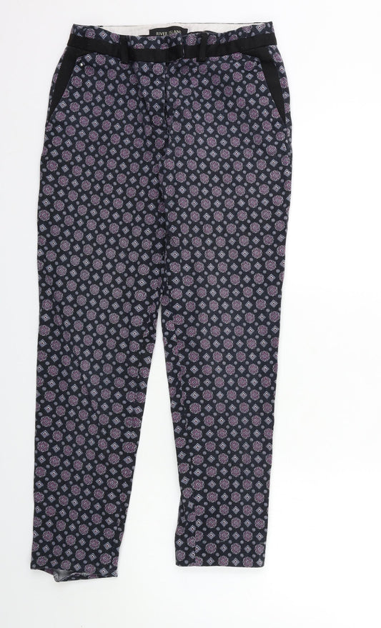 Womens UK Size 8 River Island Regular Fit  Black Trousers