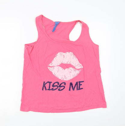 Secret Possessions Womens Pink Solid  Top Pyjama Pants Size L  - kiss me