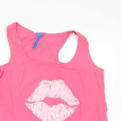 Secret Possessions Womens Pink Solid  Top Pyjama Pants Size L  - kiss me