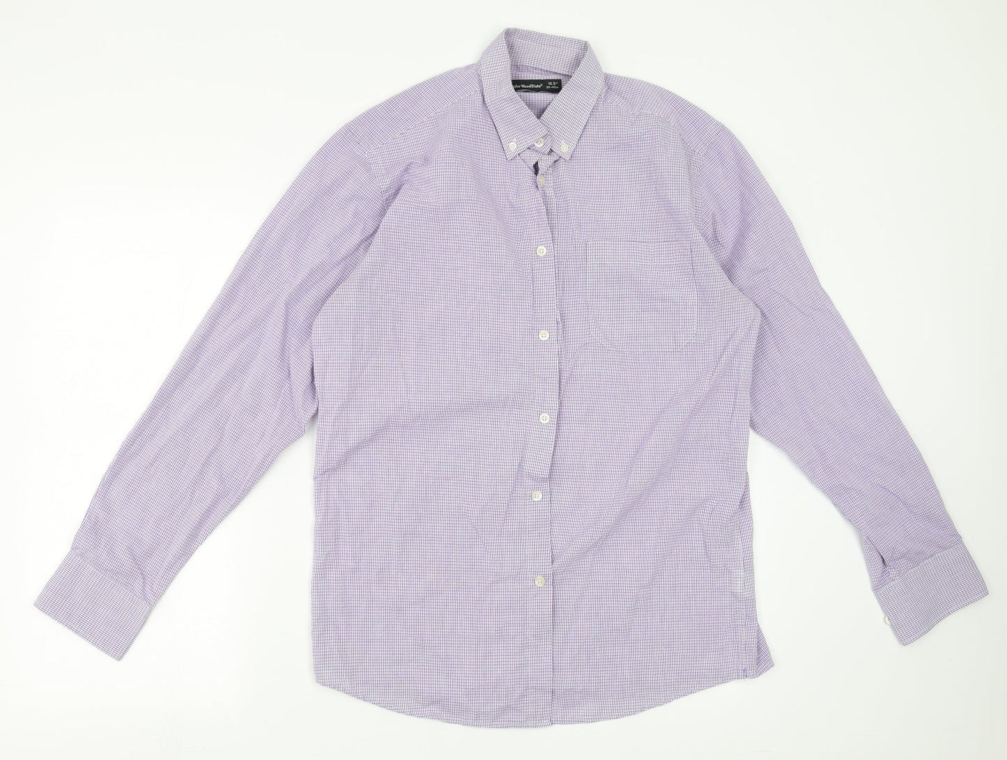 Mens UK Size 15.5 Cedar Wood State Purple  Button-Up Long Sleeve Casual Shirt