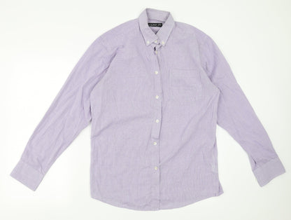Mens UK Size 15.5 Cedar Wood State Purple  Button-Up Long Sleeve Casual Shirt