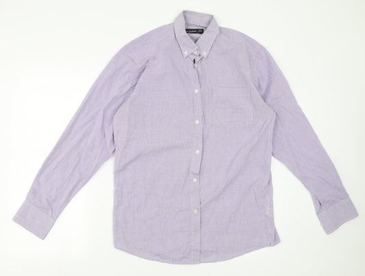 Mens UK Size 15.5 Cedar Wood State Purple  Button-Up Long Sleeve Casual Shirt
