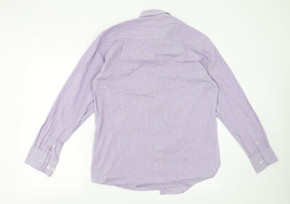 Mens UK Size 15.5 Cedar Wood State Purple  Button-Up Long Sleeve Casual Shirt