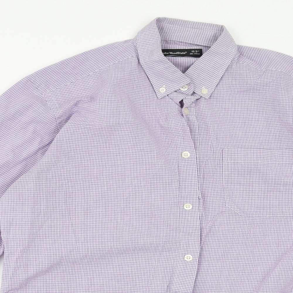 Mens UK Size 15.5 Cedar Wood State Purple  Button-Up Long Sleeve Casual Shirt