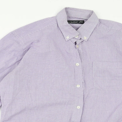 Mens UK Size 15.5 Cedar Wood State Purple  Button-Up Long Sleeve Casual Shirt
