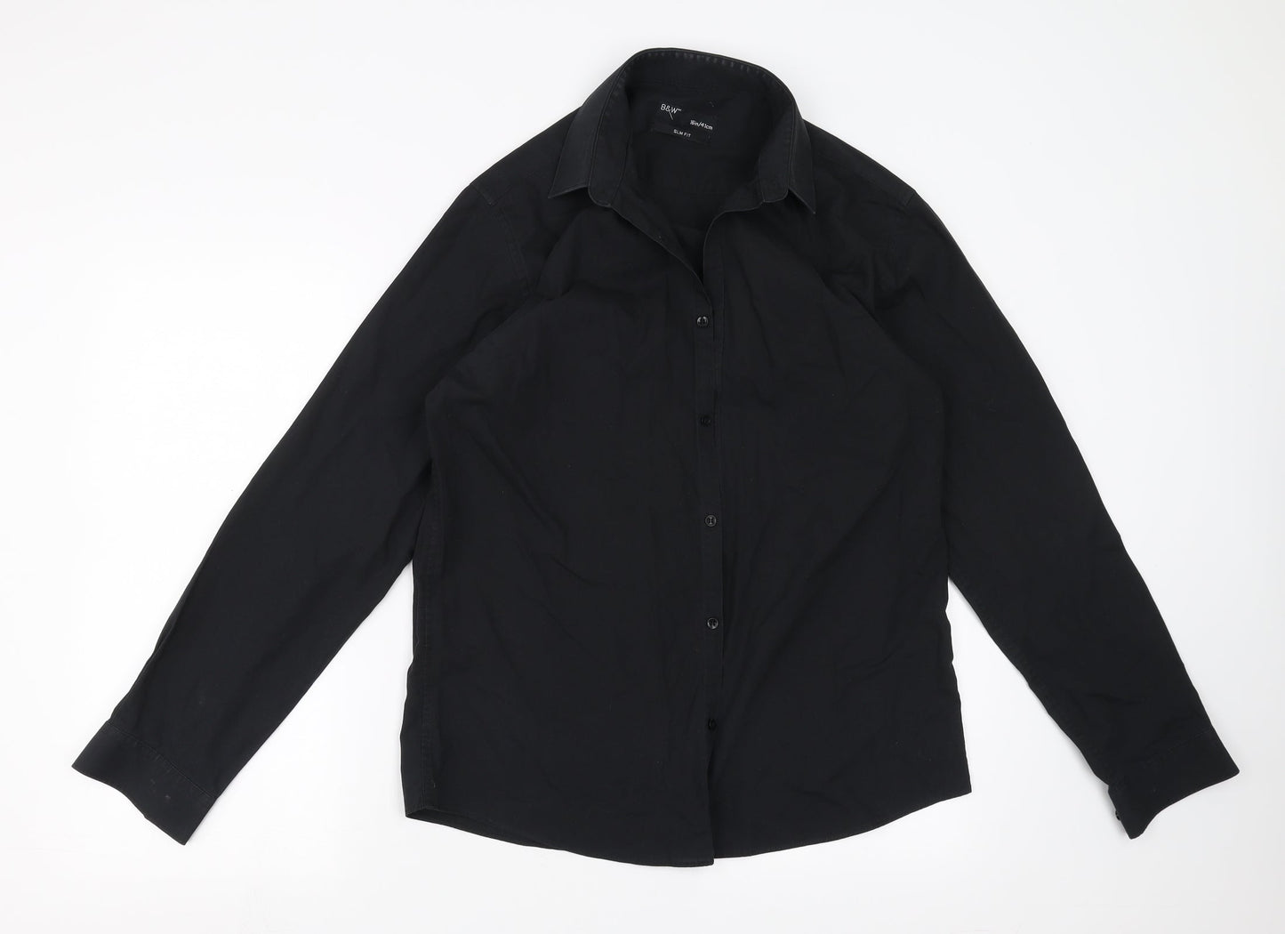 B&W Mens Black    Button-Up Size 16