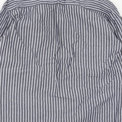 Williams & Brown Mens Blue Striped   Button-Up Size 16