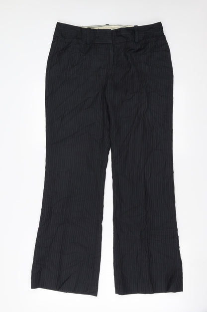 Sainsburys  Womens Black Striped  Trousers  Size 12 L30 in