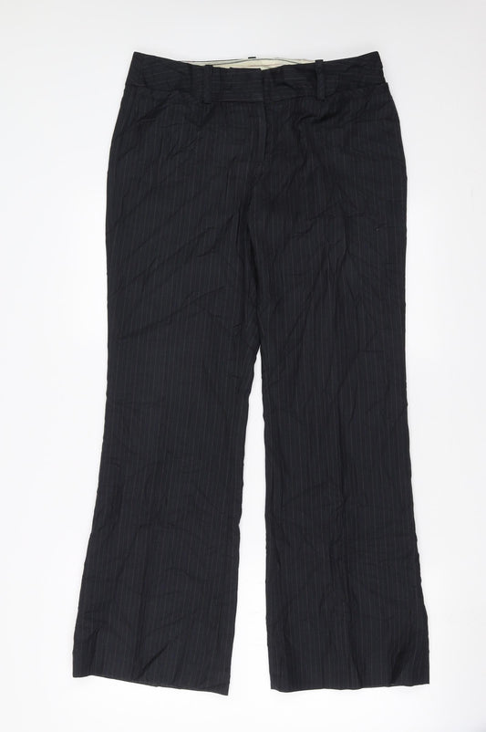 Sainsburys  Womens Black Striped  Trousers  Size 12 L30 in