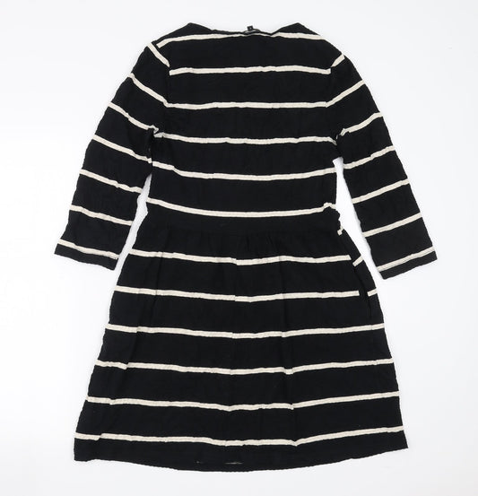 NEXT Womens Black Striped  Fit & Flare  Size 8