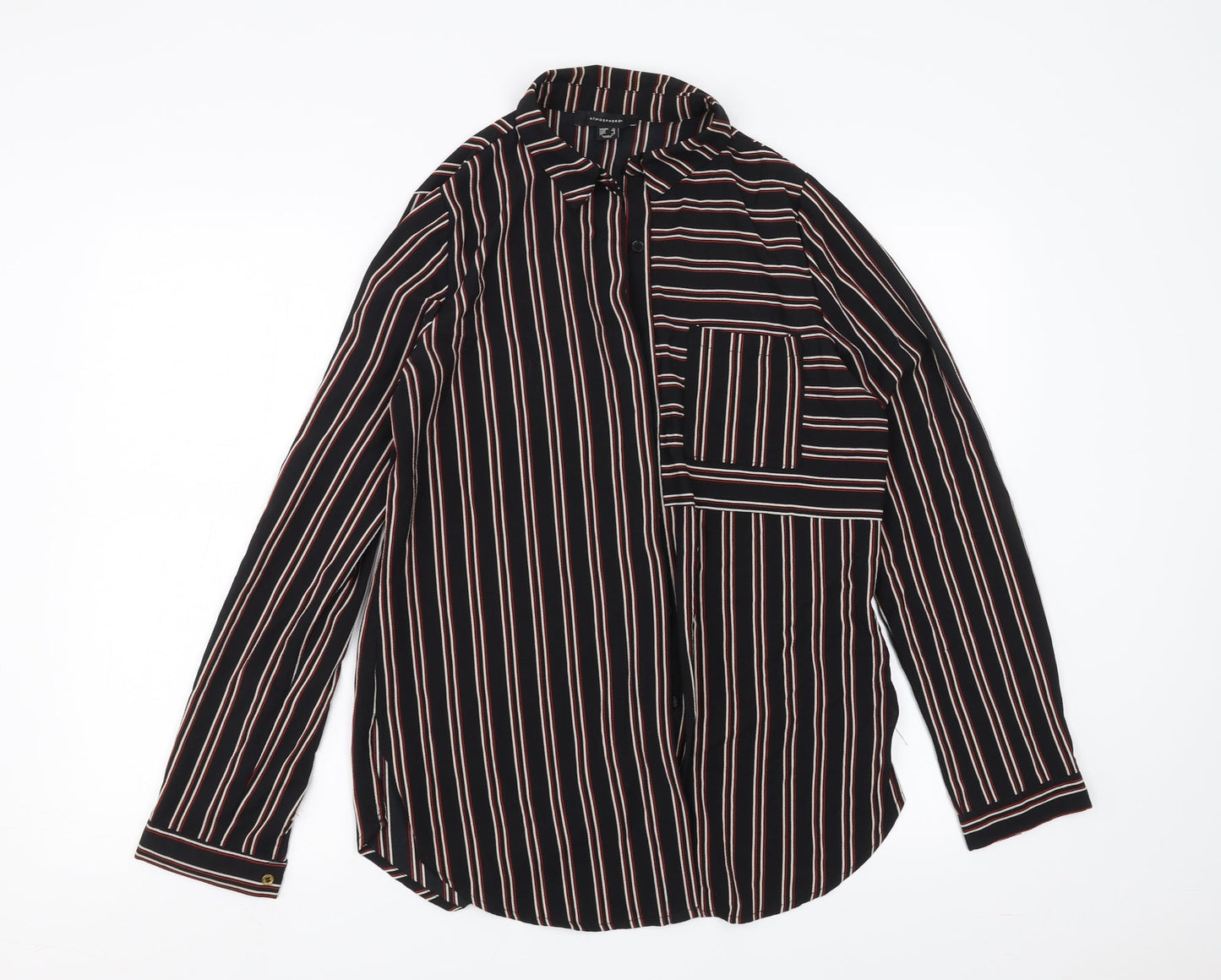 Primark Womens Black Striped  Basic Blouse Size 12