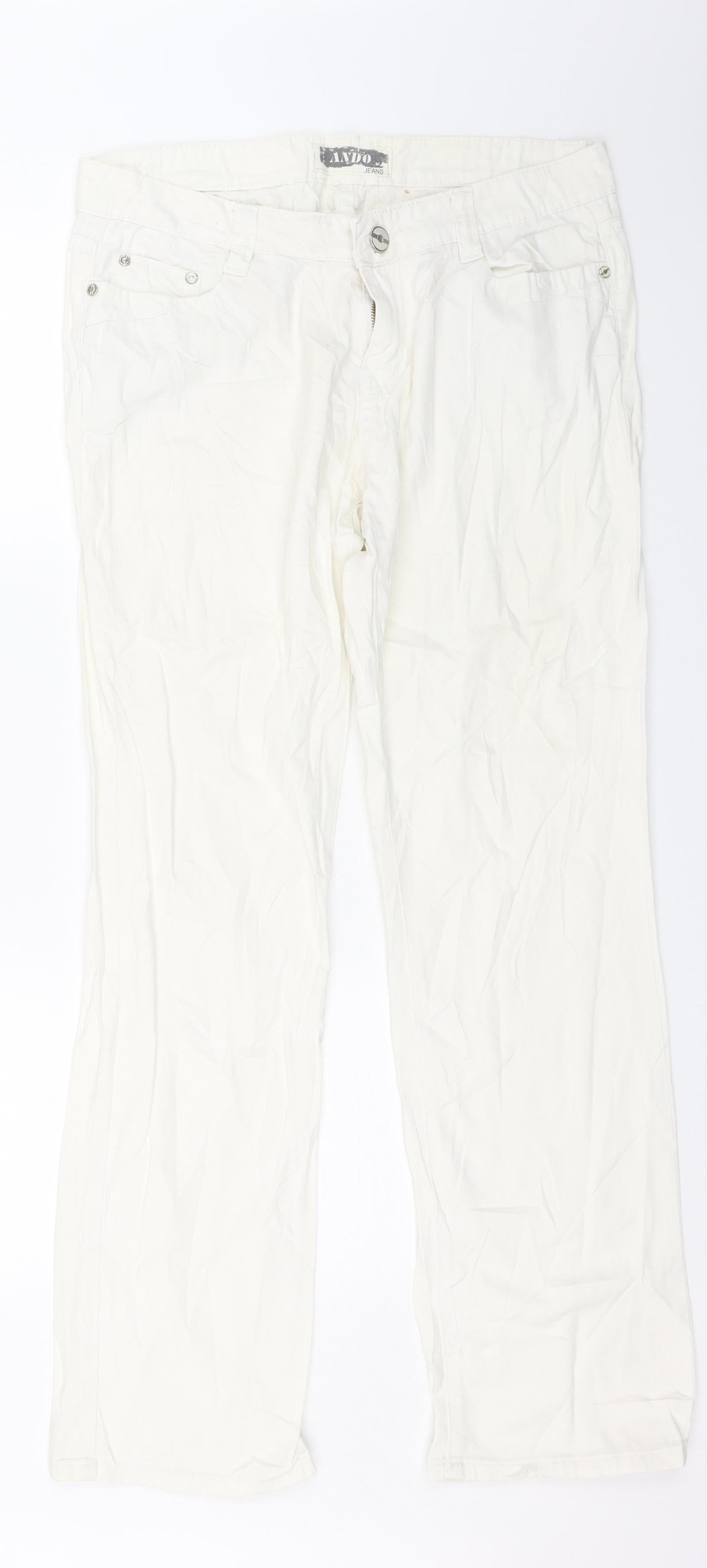 Ando Jeans Womens White  Denim Straight Jeans Size XL L30 in