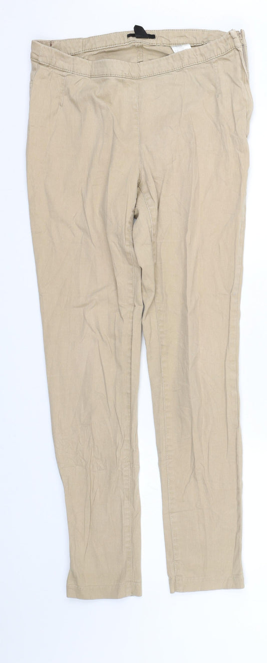 Womens UK Size 10 H&M Regular Fit Capri Beige Trousers