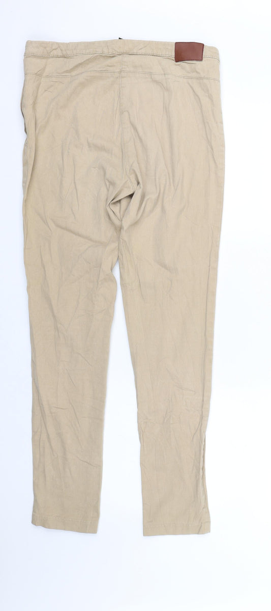 Womens UK Size 10 H&M Regular Fit Capri Beige Trousers