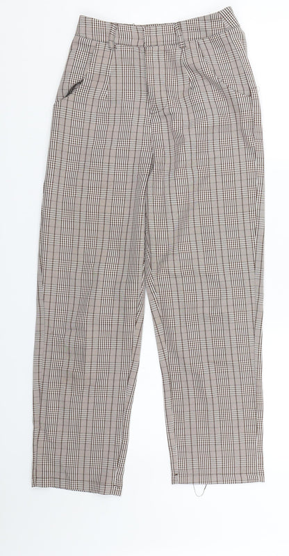Prettylitlething Womens Brown Check  Capri Trousers Size 4 L22 in