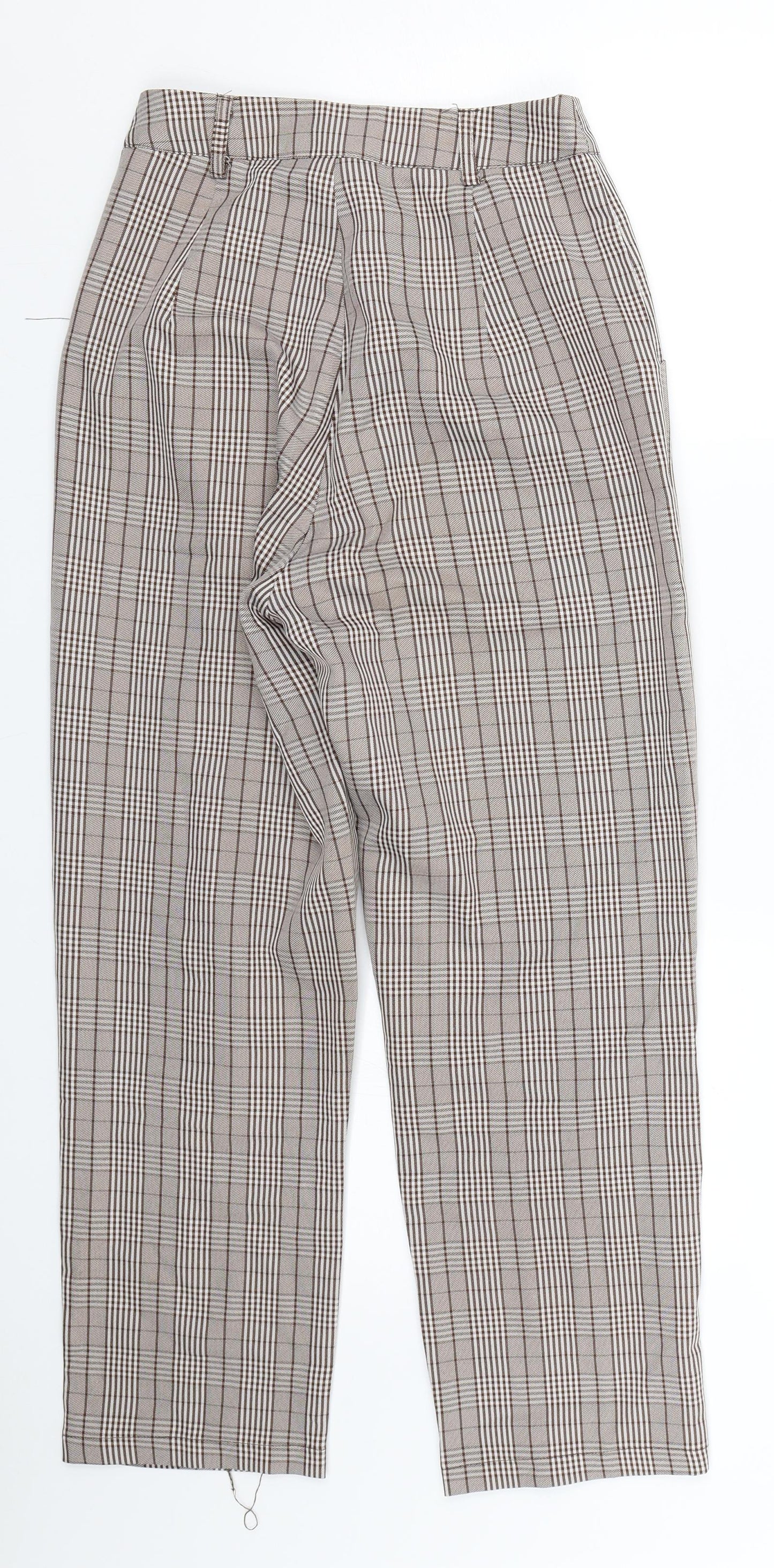 Prettylitlething Womens Brown Check  Capri Trousers Size 4 L22 in