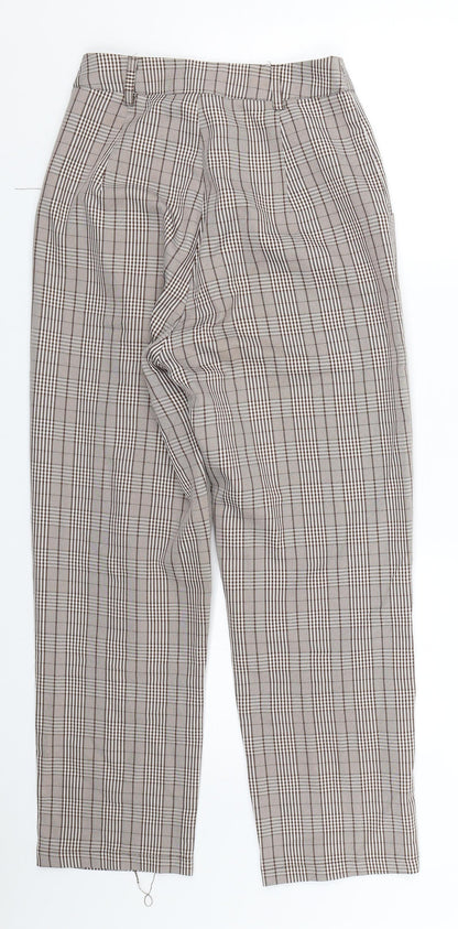 Prettylitlething Womens Brown Check  Capri Trousers Size 4 L22 in