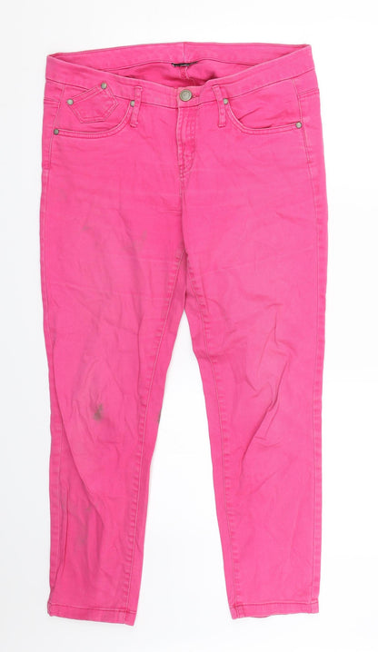 Womens UK Size 34 Preworn Regular Fit Skinny Pink Jeans