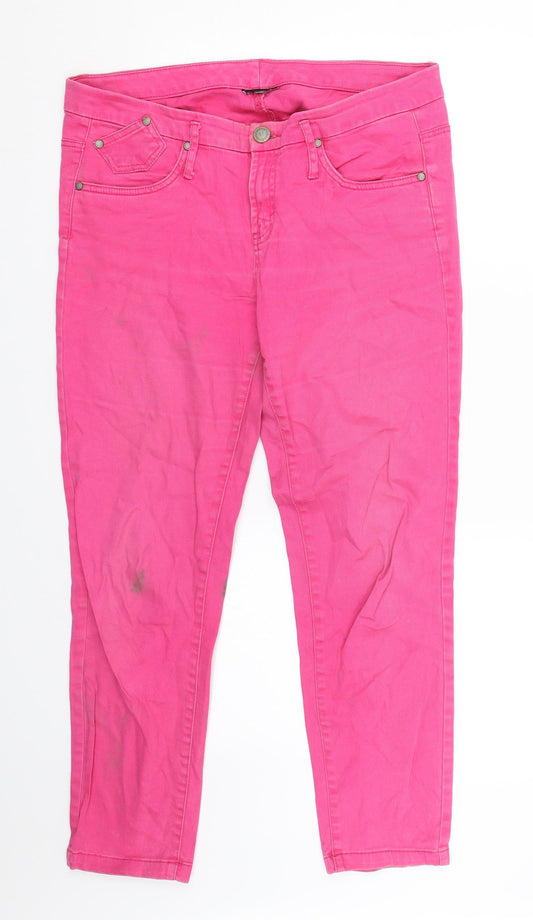 Womens UK Size 34 Preworn Regular Fit Skinny Pink Jeans