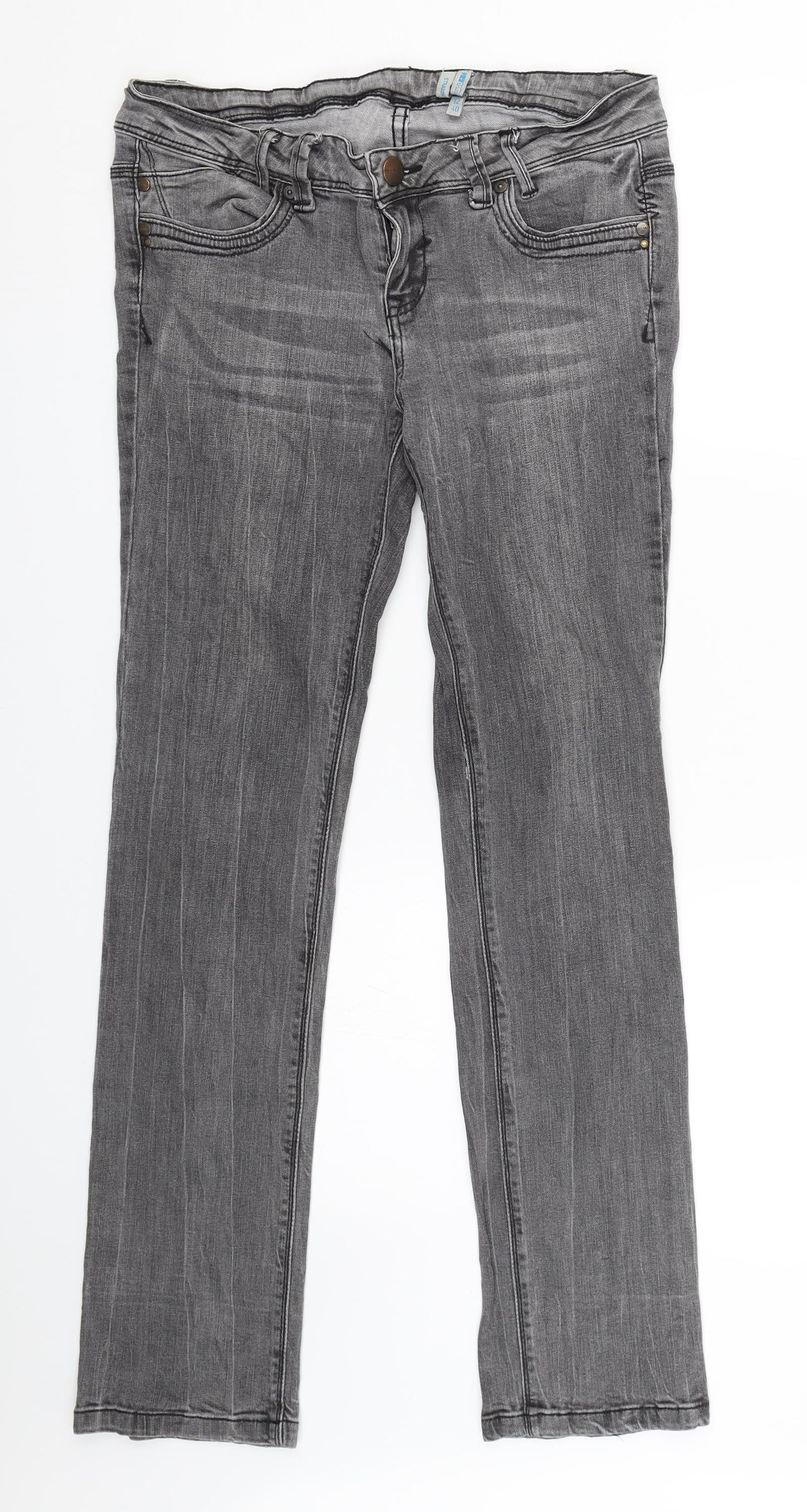 New Look Womens Grey  Denim Straight Jeans Size 12 L29 in